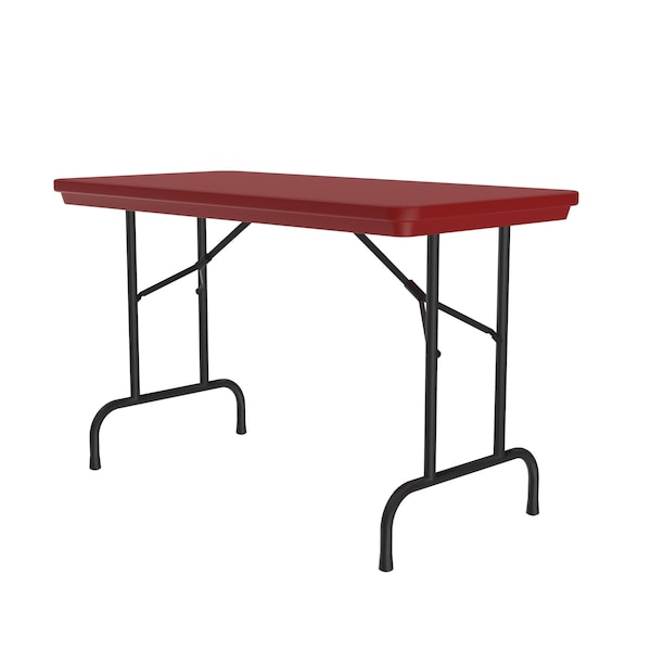 Rectangle Heavy Duty Commerical Plastic Folding Table, 24" W, 48" L, 29" H, Blow Molded Plastic Top